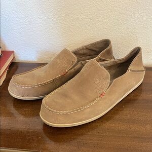 Olukai Nohea Nubuck Leather Tan Slip-On Loafers 40/10